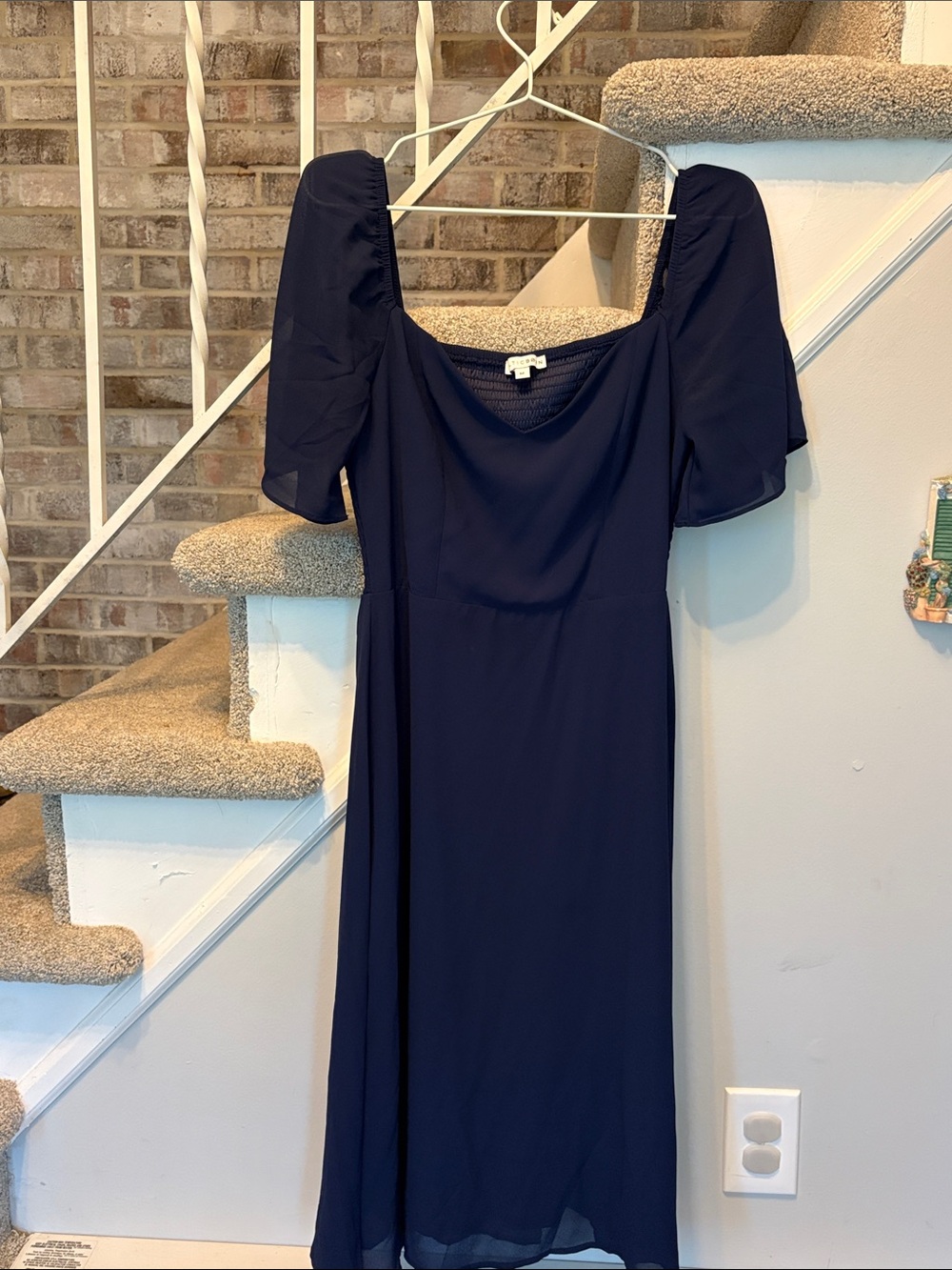 Baltic Born Collette Midi Sweetheart Dress M in Navy